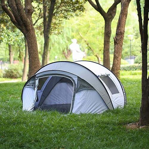 Miniatura 2 de EchoSmile Instant Pop Up Camping Tent, 2/4/6 Person, Easy Setup Tent, Water Resistant Dome, Portable with Carry Bag Blanco y gris (6 personas)