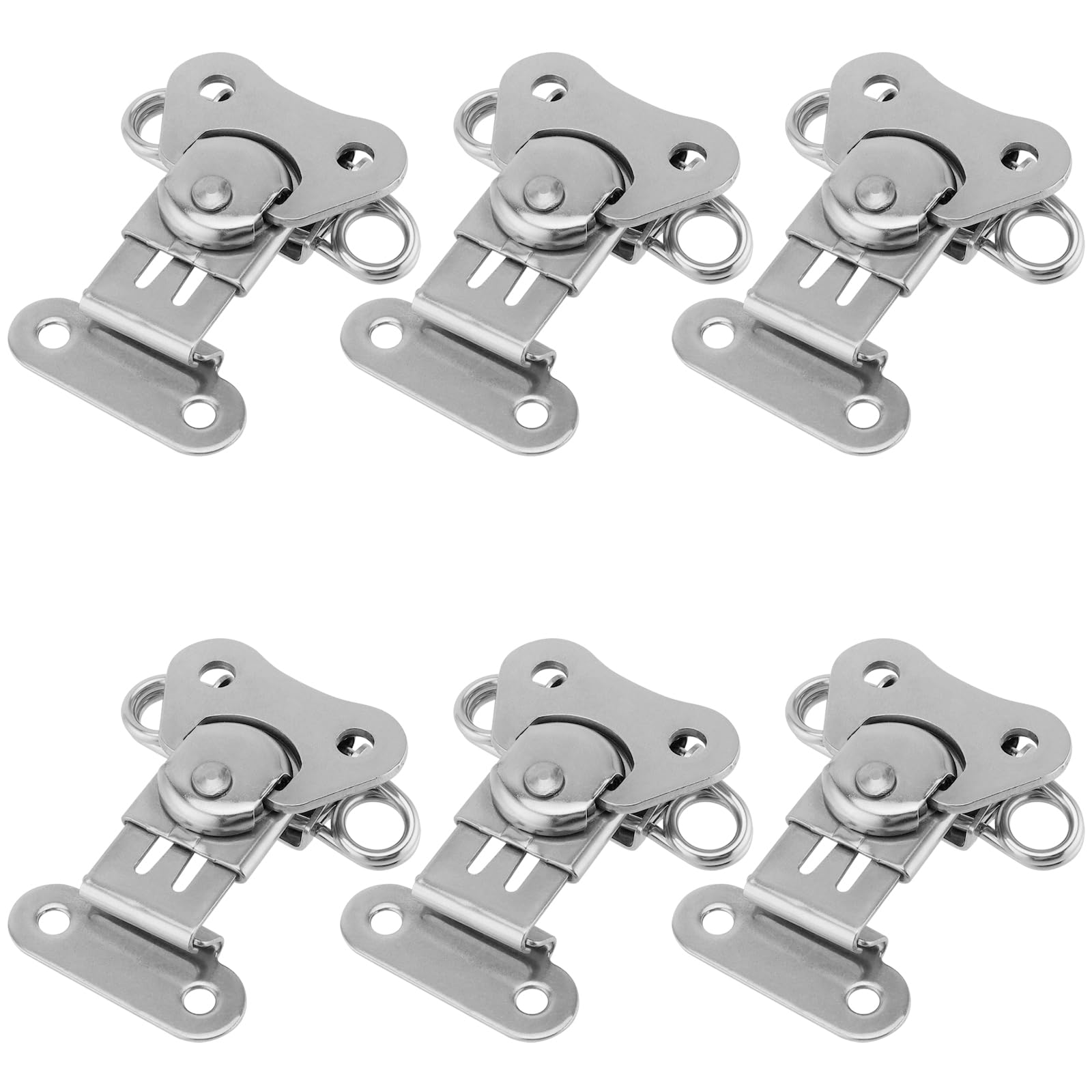 JEUIHAU 6-Pack 304 Stainless Steel Butterfly Twist Latches – 2" X 1.93" Spring Draw Latches For Cases, Cabinets, And Boxes – Silver