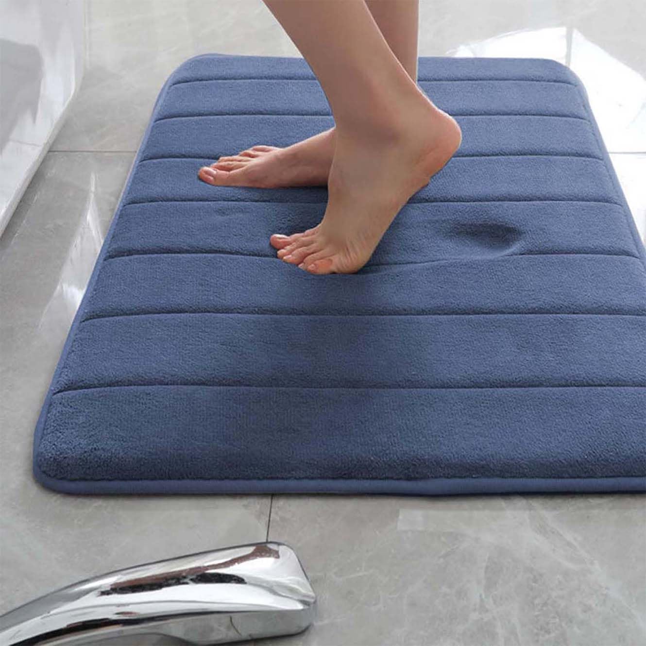 Tappetino da bagno antiscivolo, extra morbido e ad asciugatura rapida, in memory foam, 140 x 200 cm, blu marino, antiscivolo, per la casa e la spa