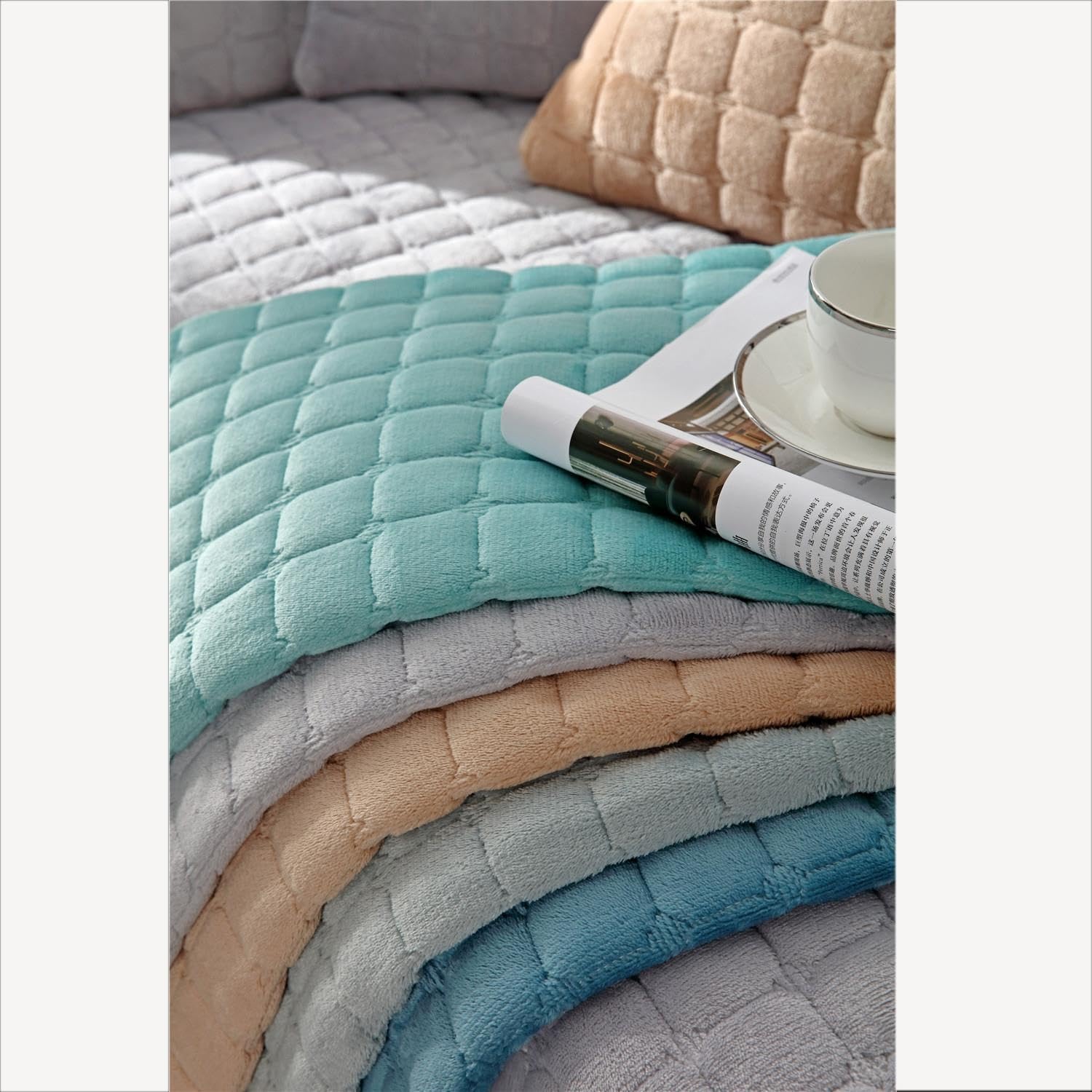 Housse De Canapé en Flanelle Coussin Canapé,Housse d'angle