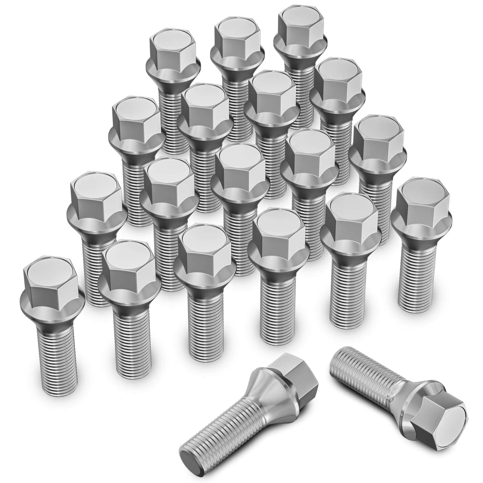 MIKKUPPA wielbouten 20 stuks M14x1,5 - schachtlengte: 40 mm, kogelband R13, sleutelbreedte: 17 mm (zwart