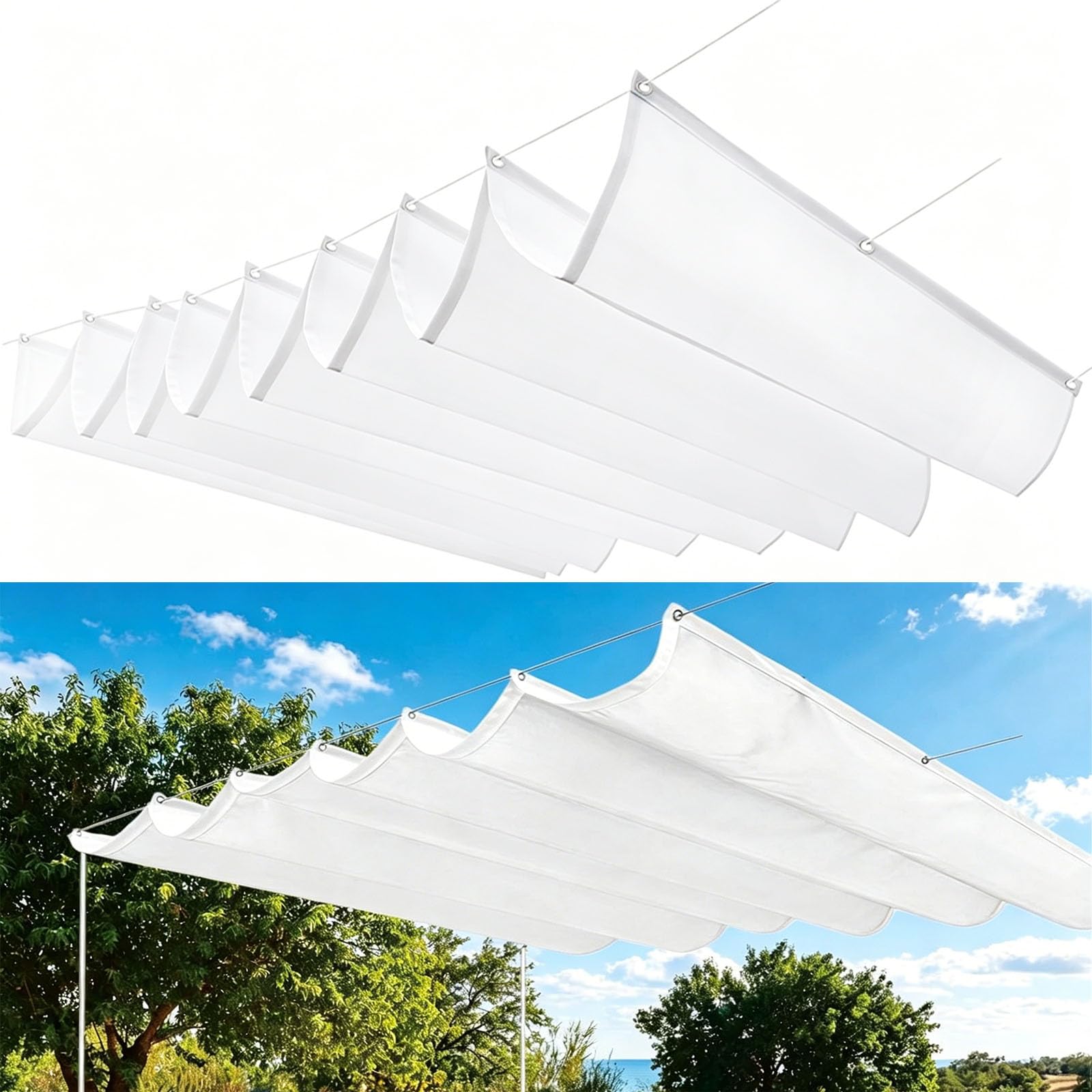 Voile ombrage rétractable vague blanc pour ombrager la terrasse
