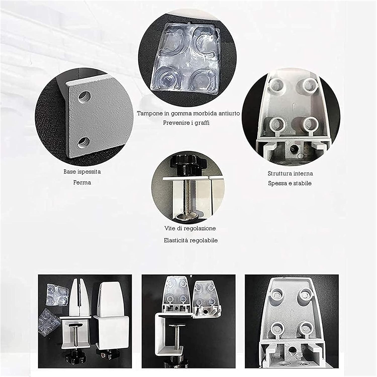 Shelf Support Clips, 4 Pcs Glass Fixing Clip Partition Clip Aluminum Alloy Free Perforation C Adjustable Screen Clip Type Partition Clip Office Glass Fixing Clip