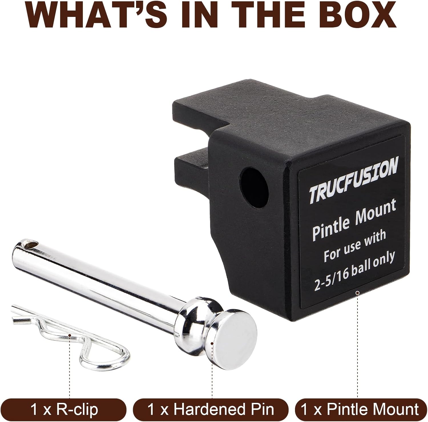 Trailer Hitch Pintle Attachment 36000 lbs Pintle Mount for Use with 2-5/16 Inches Ball Only