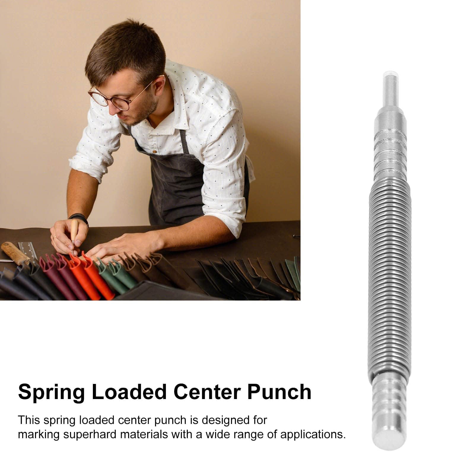 Agatige Center Punch, Premium Metal Spring Punch Hammerless Accurate Control Loaded Punches for Carpenters Machinists