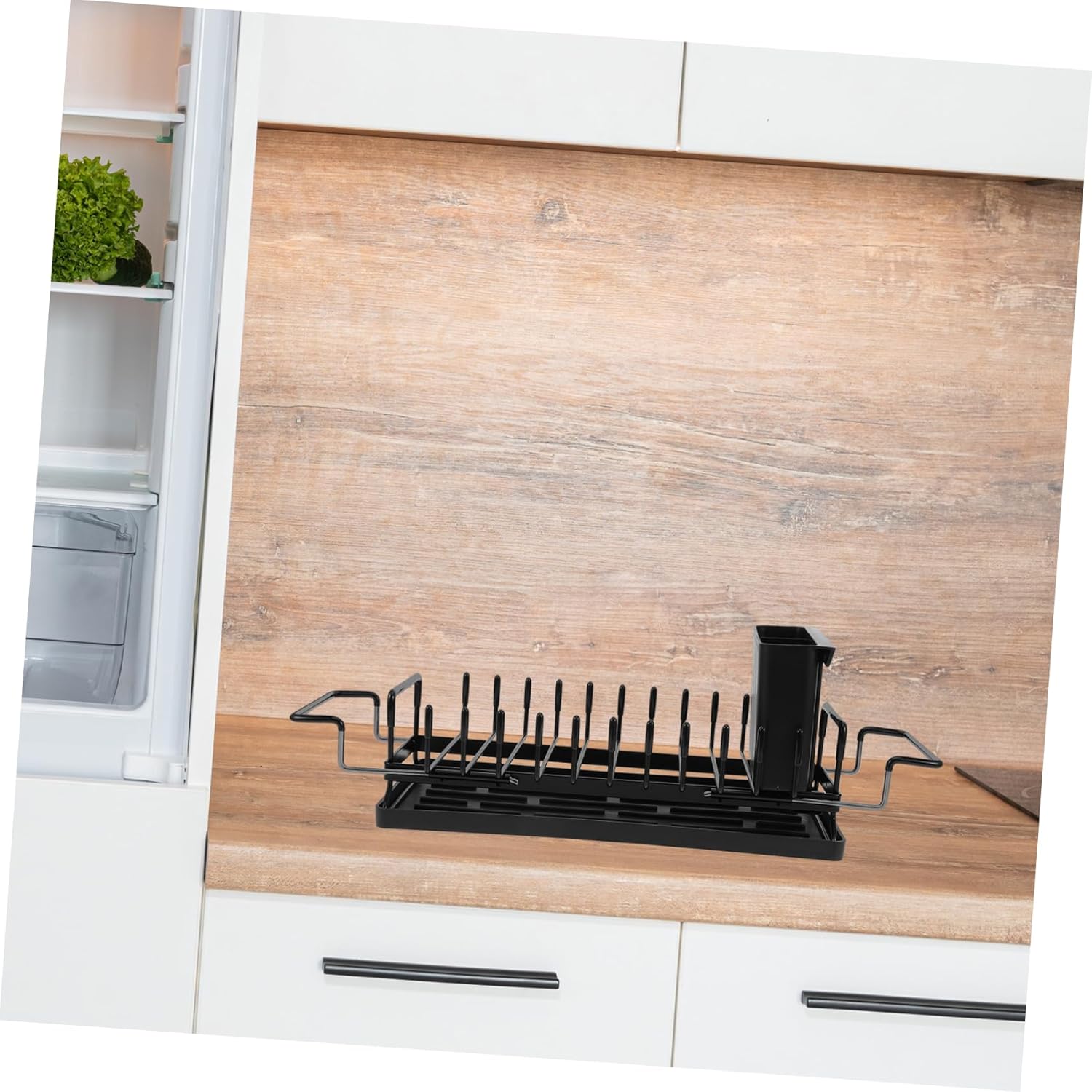 PRETYZOOM Multi-Functional Dish Drying Rack with Drainboard Collapsible Stainless Steel Utensil Organizer for Kitchen Counter Space-Saving Design Large Capacity for Efficient Drying