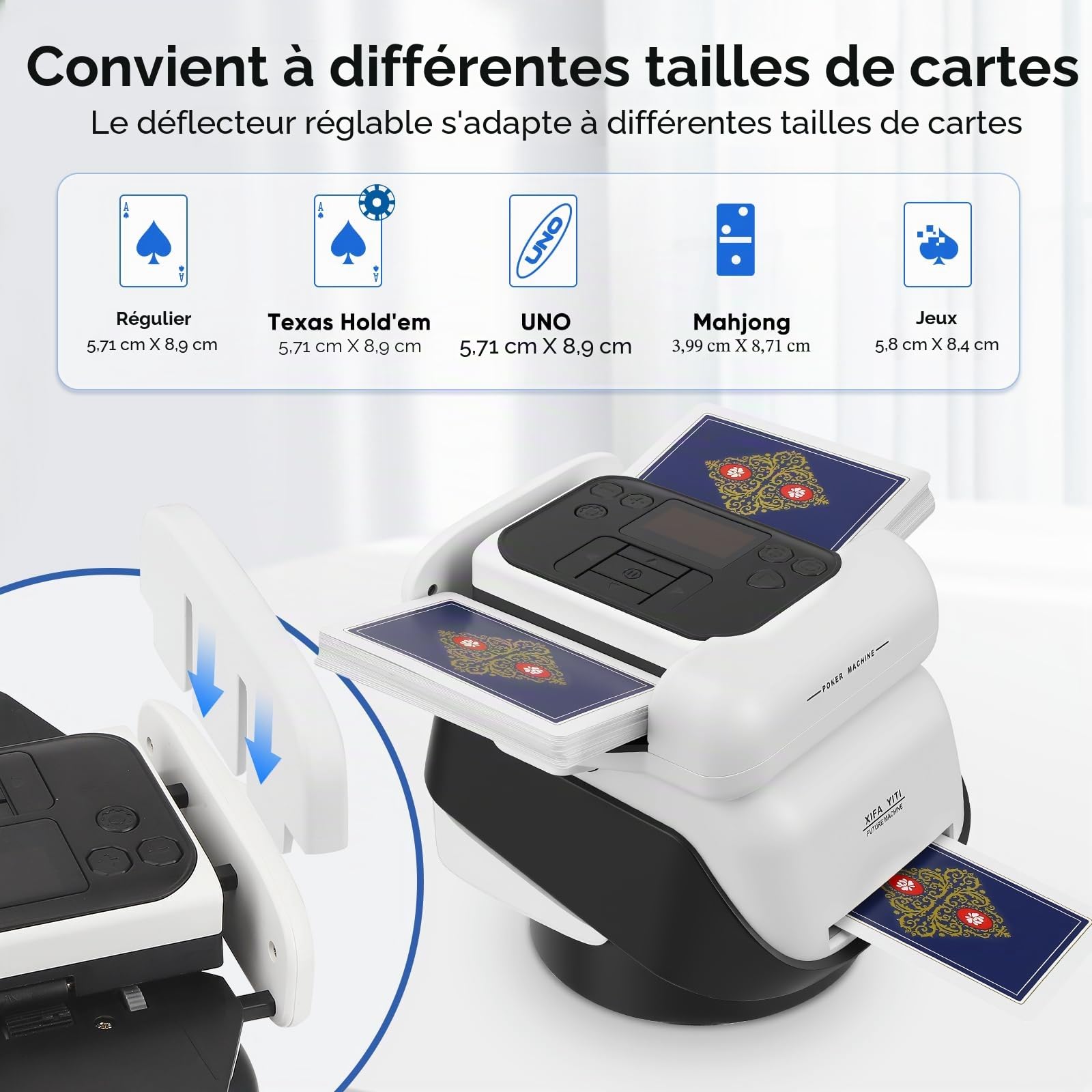 Apritsce Mélangeur et Distributeur de Cartes Automatique, 2 in 1 Distributeur Cartes Jeu Automatique, Rotation 360° pour 2-8 Joueurs, Rechargeable Distribute de Carte pour Poker UNO