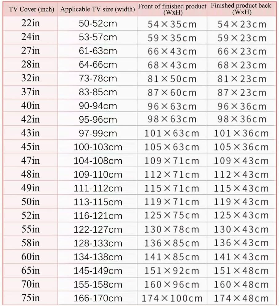 C,75in, TV Protector Cover with Pattern Soft Velvet Fabric Sun-Proof Screen Protector Anti-Scratch Protection TV Cover Display Protective Cover Indoor Living Room Decoration