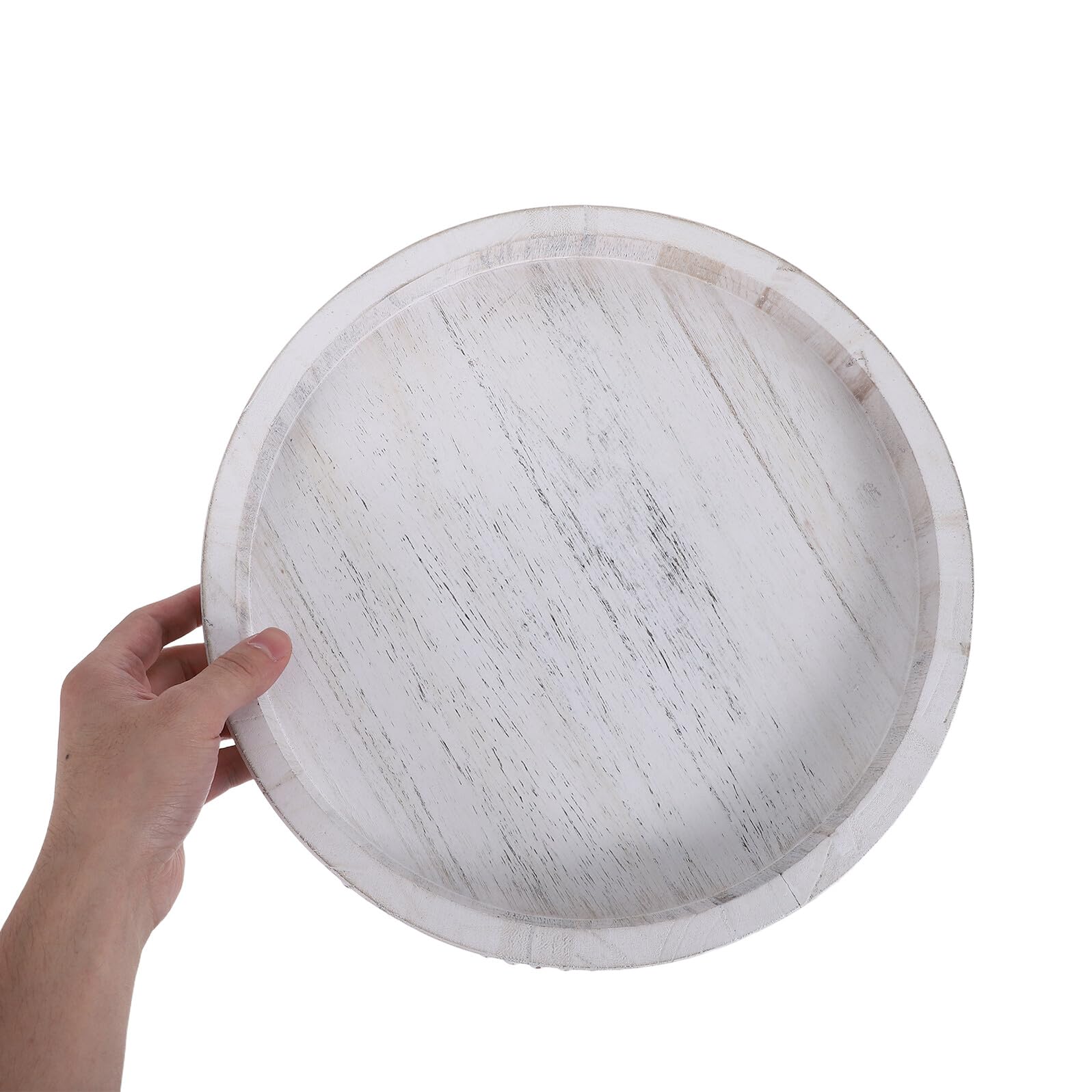 Vassoio Decorativo in Legno Rotondo Stile Rustico per Centrotavola da Cucina o Soggiorno