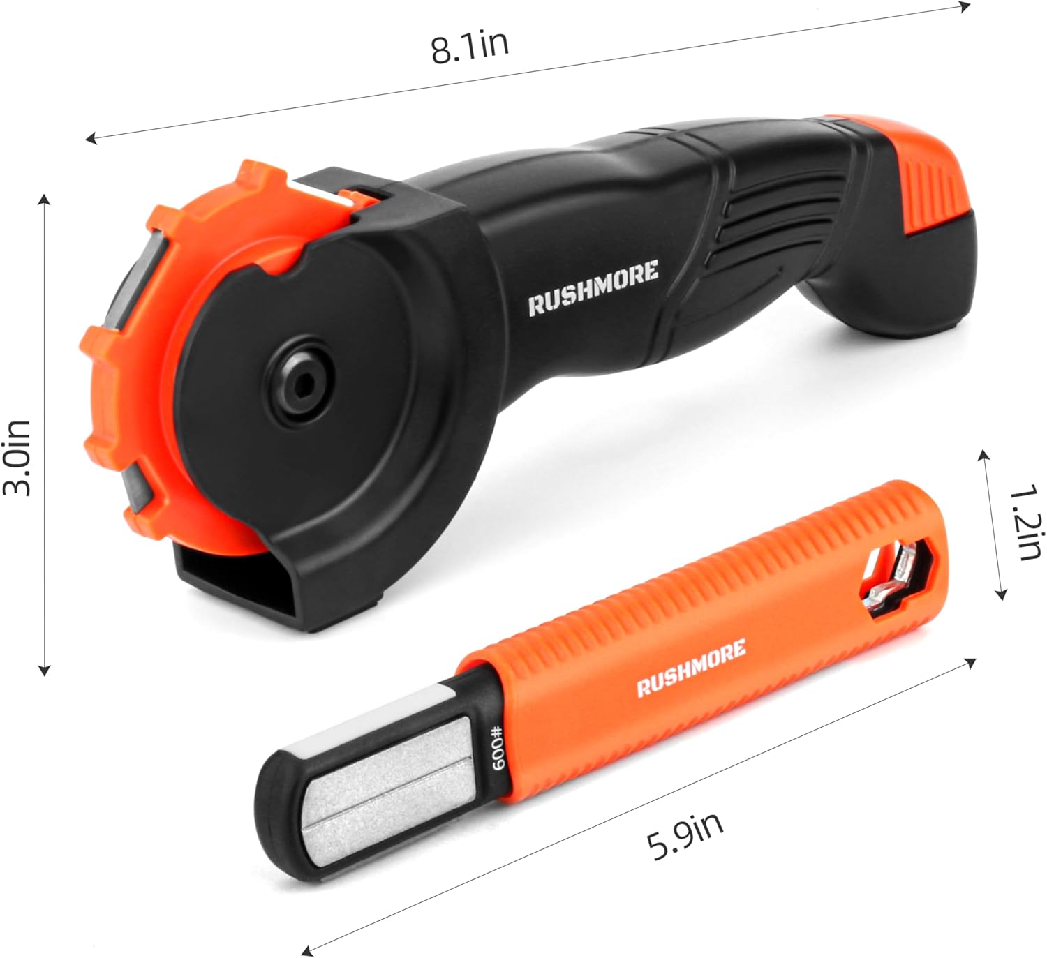 Rushmore Garden Tool Blade Sharpener – Carbide & Ceramic Sharpener for Pruners, Scissors, Axes, Hedge Shears & Lawn Mower Blades – Repairs, Hones & Maintains Sharp Edges