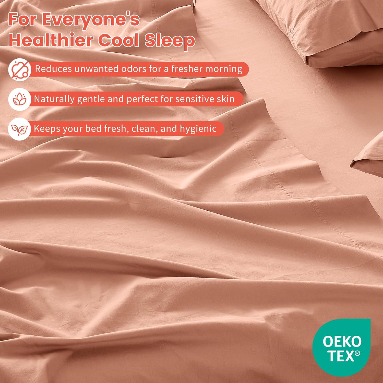 100% Linen Sheet Set Queen Size Extra Deep Pocket Fits 18-24 Inch Mattress, Breathable & Soft, Smooth 4-Piece Set for Thick Mattresses Hotel Luxury Bedding（Queen, Light Red） image 5