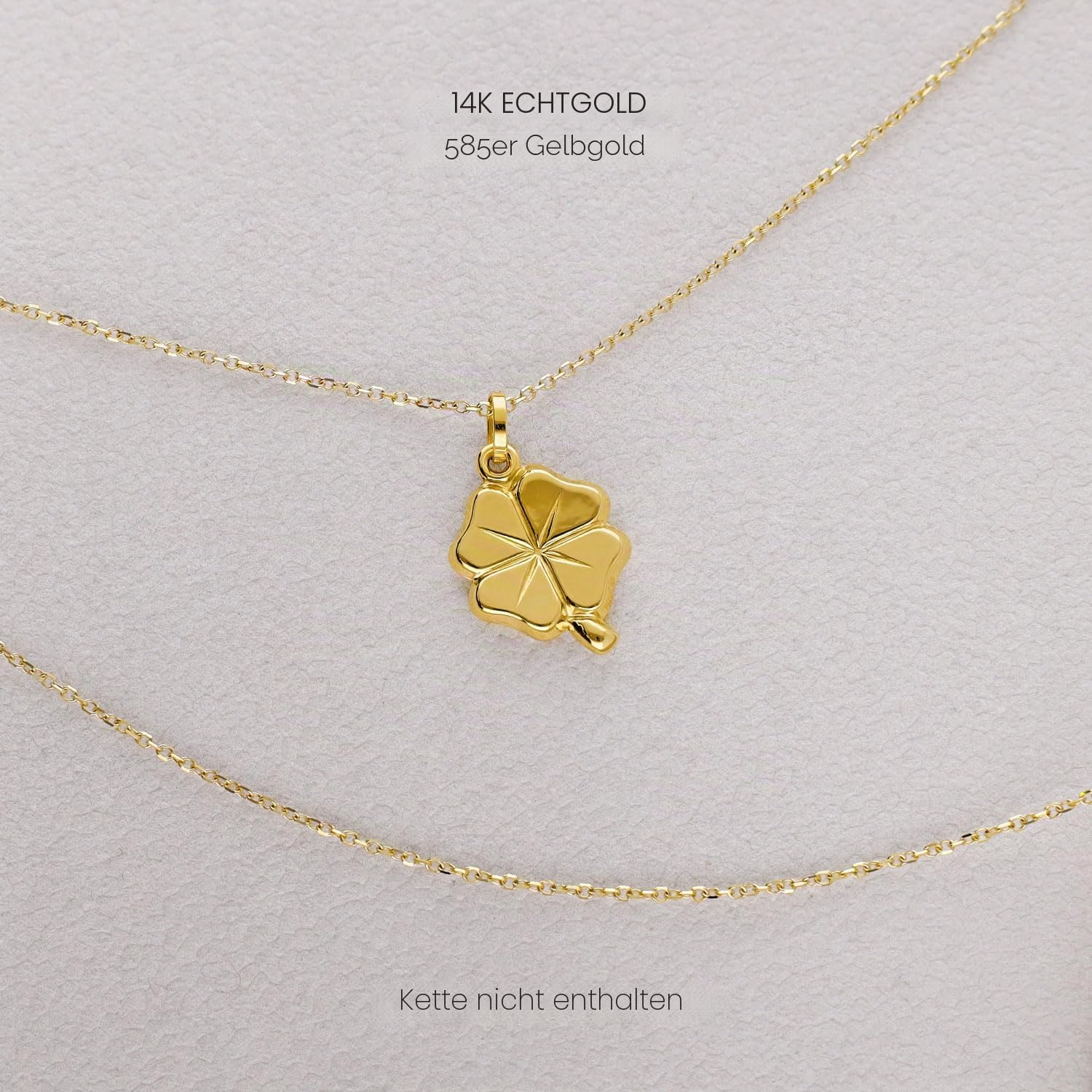 forme di Lucchetta - Glücks-Kleeblatt-Anhänger aus 14K Gelbgold, 20x11mm