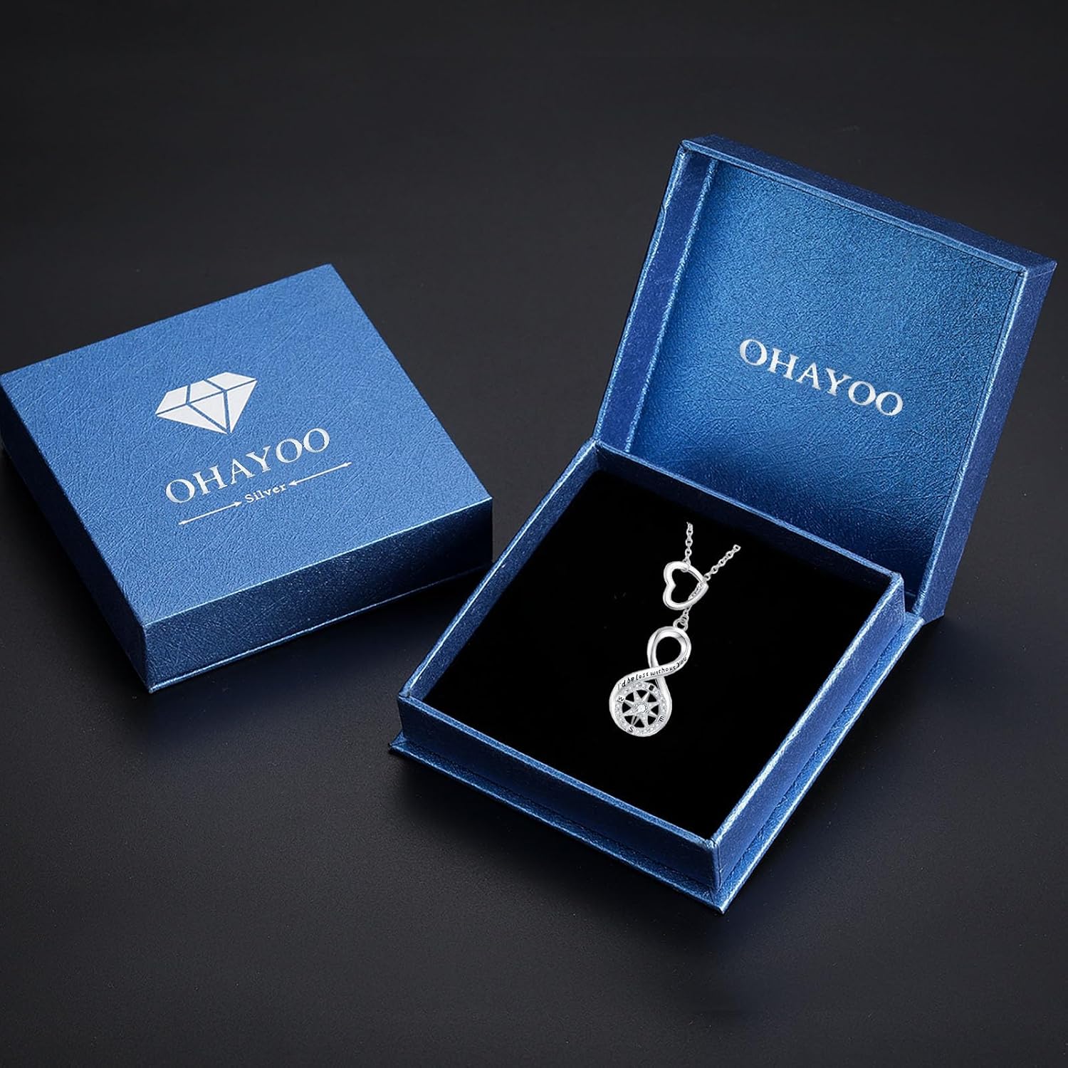 OHAYOO Compass Pendant Necklace 925 Sterling Silver I'd be Lost without You Infinity Compass Jewelry Gift for Wife Goodfriend, Valentines Day, Anniversary, Graduation Travel Outfit - Image 7