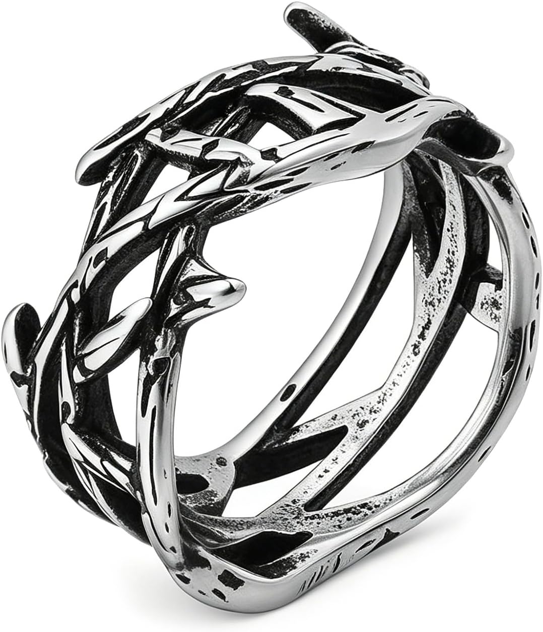 Gothic Stainless Steel Jesus Crown of Thorns Ring for Men
