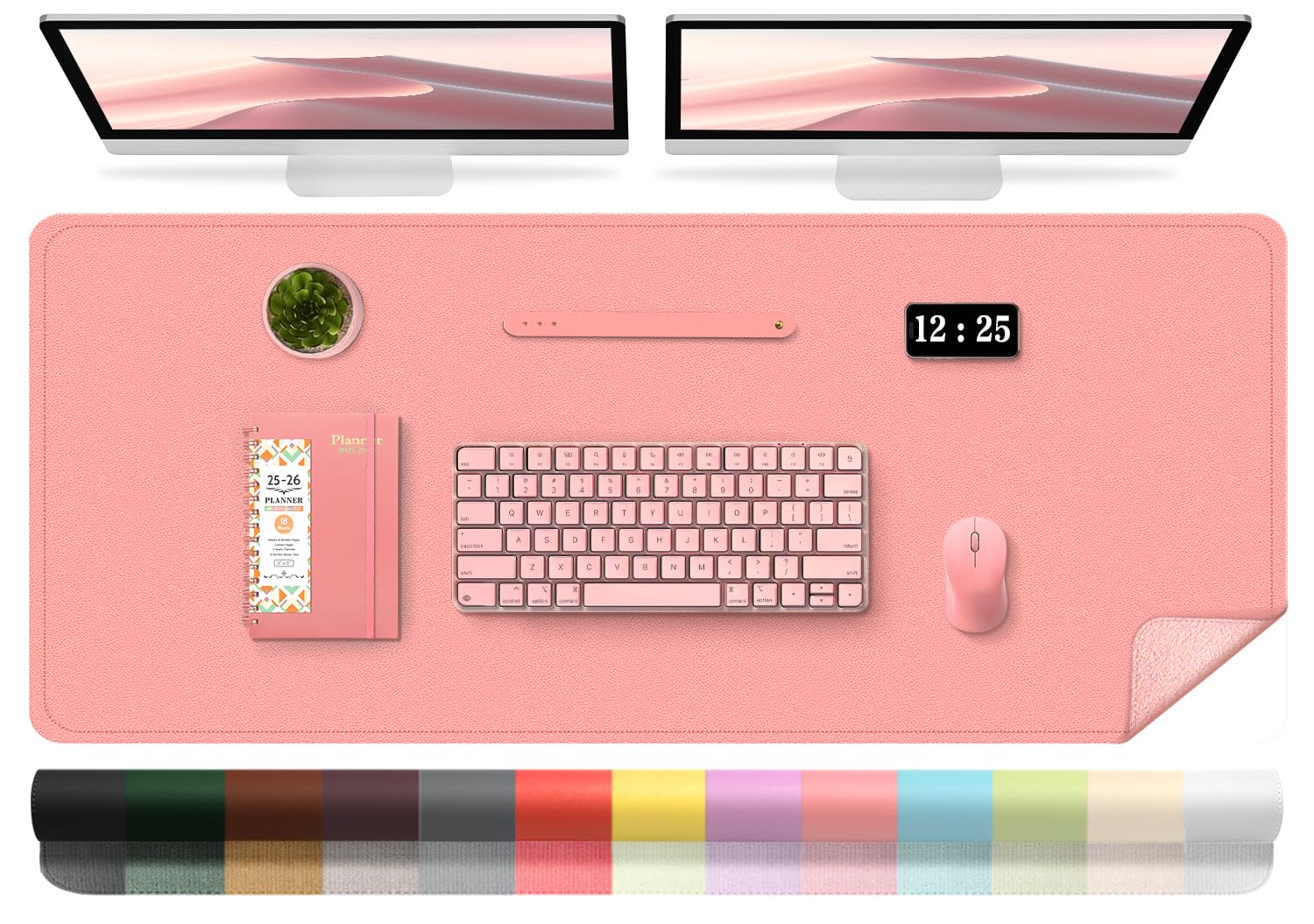 Large Desk Pad 47.2" x 17", Leather Desk Mat Protector, Non-Slip PU Leather Desk Blotter Pad, Large Mouse Keyboard Mat, Waterproof Desk Cover Pad for