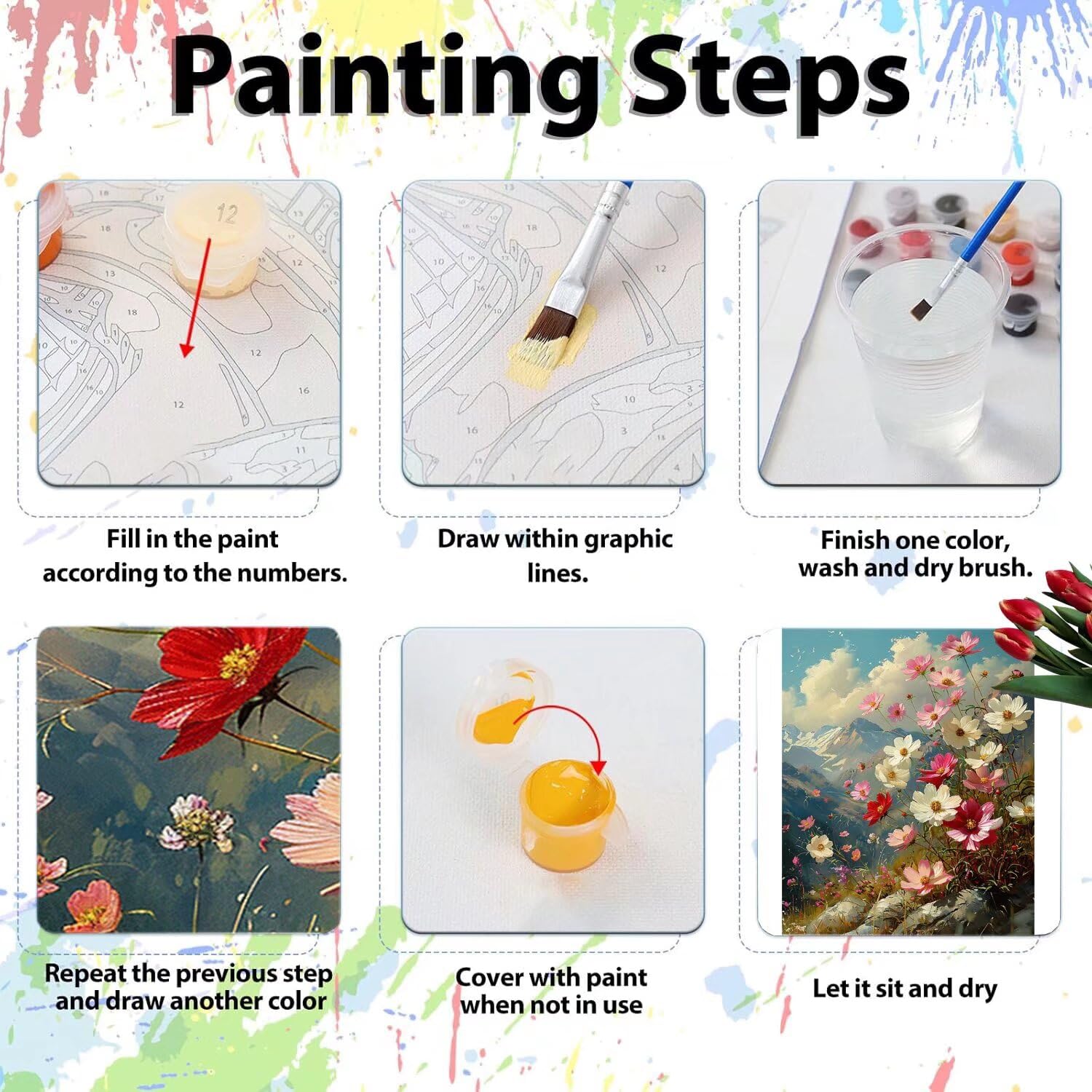 Pintar por Numeros Adultos pintar por numeros niños manualidades niños 10 años, DIY Pintar por Números de Pincel y Pintura acrílica Decoraciones para el Hogar Manualidades, sin Marco 60x80cm C-104