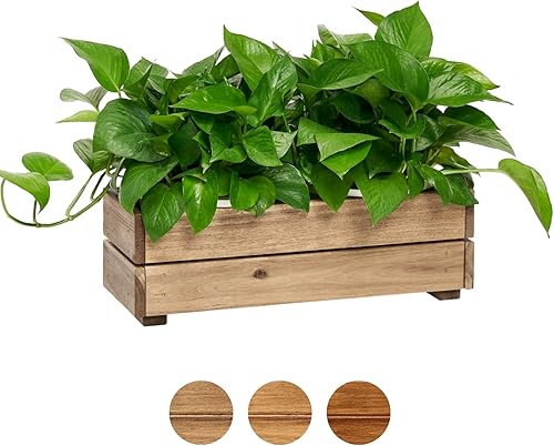 Miniatura 8 de Maceta de madera, caja de almacenamiento de 17 pulgadas de largo x 6 pulgadas de ancho x 5.5 pulgadas de alto con estilo de caja, contenedor de Teca
