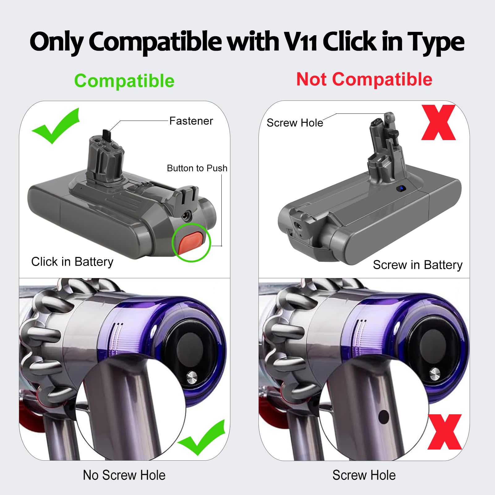Qwenoer 25.2V 6.0Ah Click-in Replace for DYS V11 Battery