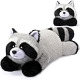 HyDren 18 Inch Raccoon Stuffed Animal 1.5 Lbs Weighted Soft Cuddly Realistic Raccoon Body Pillow Hug Sleeping Fluffy Plush Toys for Kids Birthday Gift Woodland Party Decor