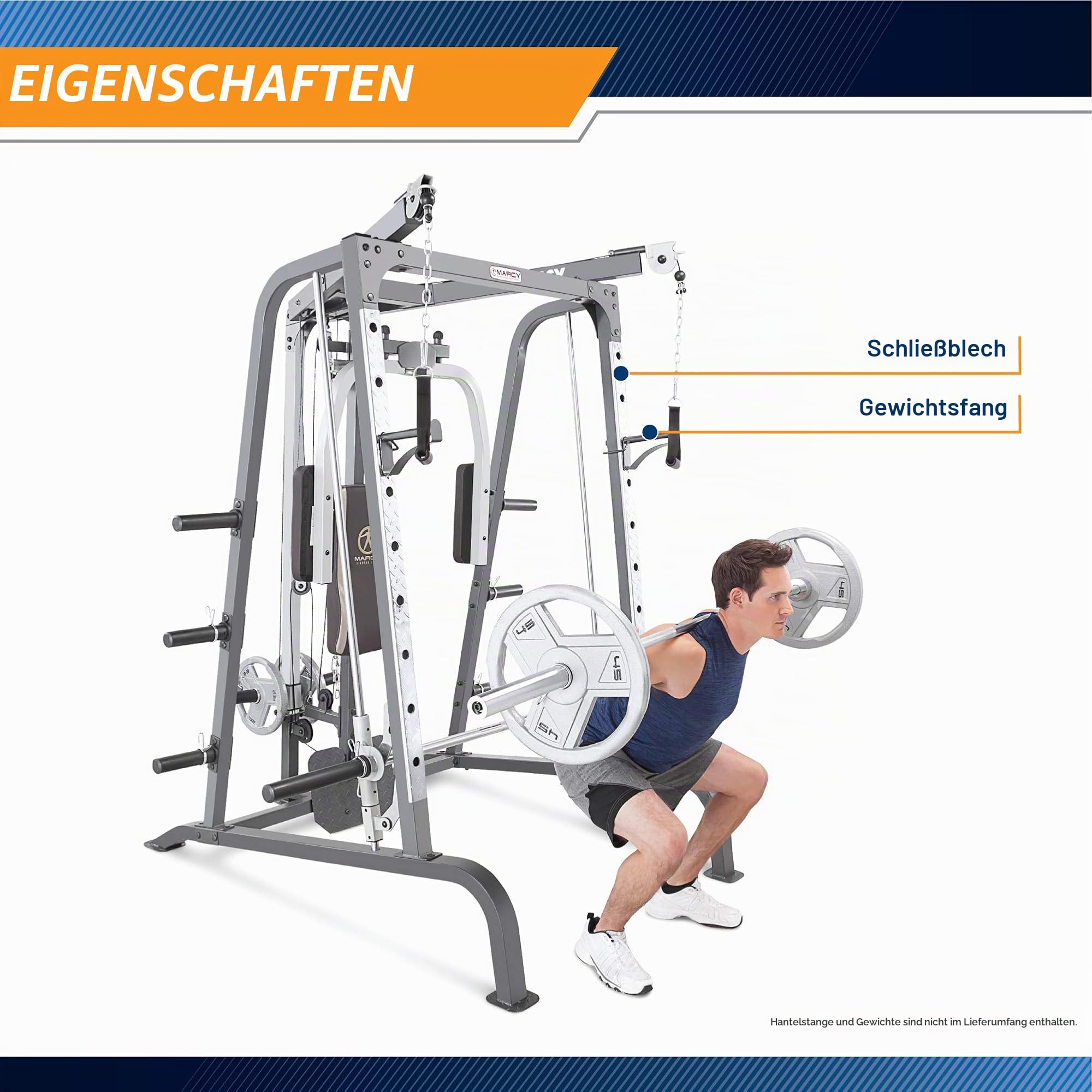 Marcy MD-9010G Heim-Gym Smith-Maschine mit Bankdrück-Station, Braun