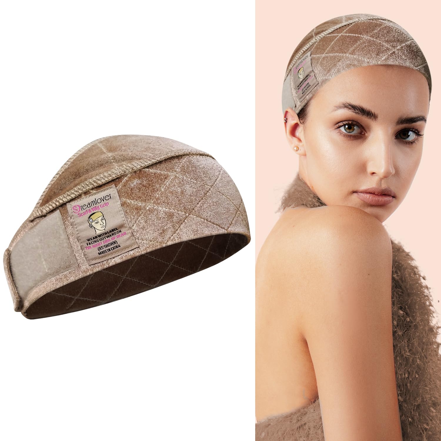 Dreamlover Wig Grip Headband, Wide Wig Grip Bands for Keeping Wigs in Place, Tan, 1 Pieces