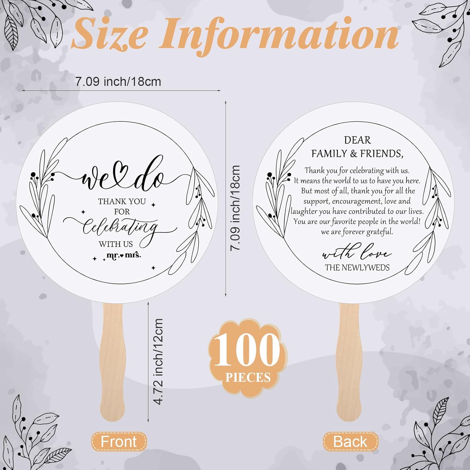 Fumete 101 Pcs Wedding Favor for Guests Included Hand Wedding Fans for Guest Bulk 100 and Acrylic Love is Hot Table Sign,Thank You Celebrating with Us Bridal Shower Party Favors(Classic)