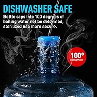 Vista 3 de Tapa reutilizable para jarra de agua de 3 y 5 galones, tapas de botellas de agua para botellas de 2.165 in, tapas de silicona antiderrames