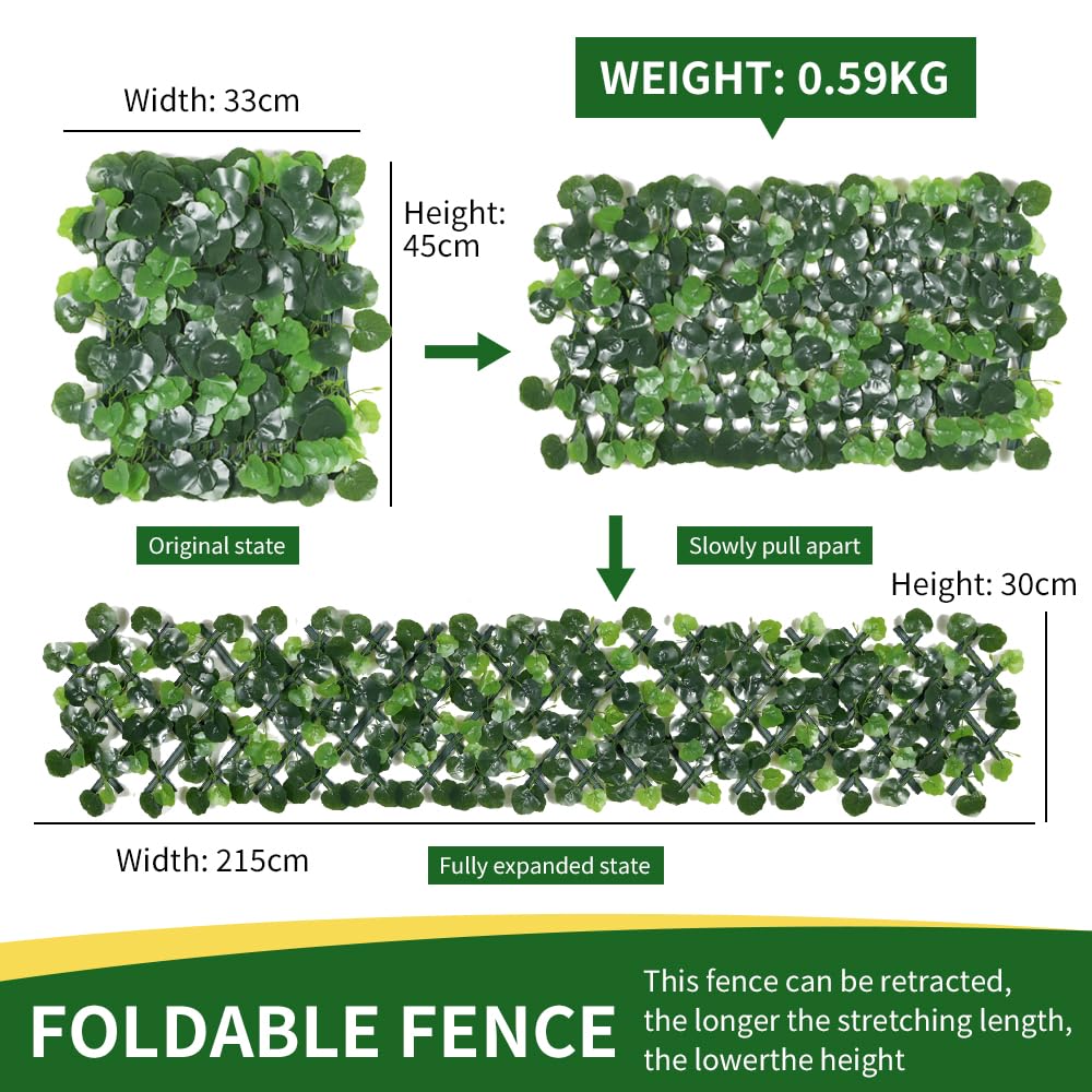 Expandable Garden Fence Screening Panels with Flower - Privacy Screen - Faux Ivy - Balcony - 200x30cm (Begonia Leaf) - Image 4