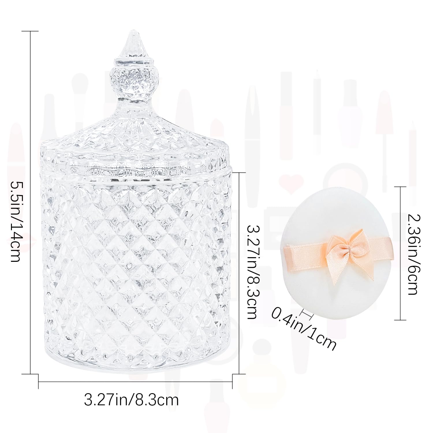 3 Pcs Body Powder Puff and Powder Container Dish Powder Puff Crystal Container Face Body Powder Puff for Women