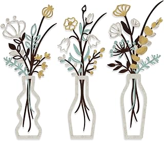 3 Pcs Metal Flowers Wall Arts Rustic Farmhouse Decor Bathroom Wall Decor Dining Room Wall Decor Minimalist Decor Housewarming Gift(colorful)