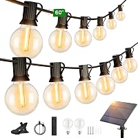 Torkase Catena Luminosa Esterno Solare Giardino - 18M 60ft G40 LED Lampade Solari