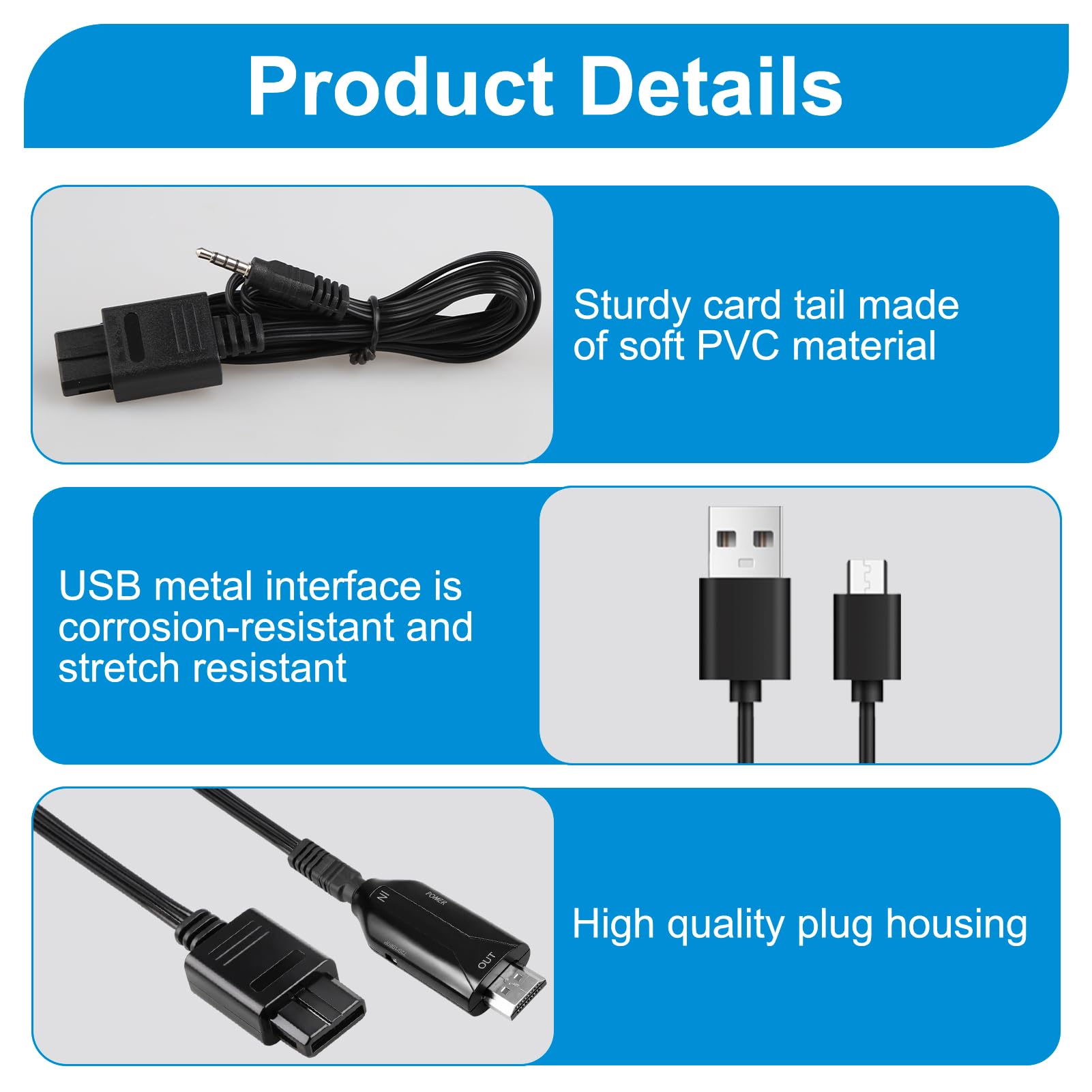 N64 vers HDMI Convertisseur Câble Convertisseur N64 vers HDMI avec Cable 1,5 M Adaptateur Vidéo Audio 1080P pour Consoles de Jeux N64 NGC SNES Gamecube Plug and Play - 5