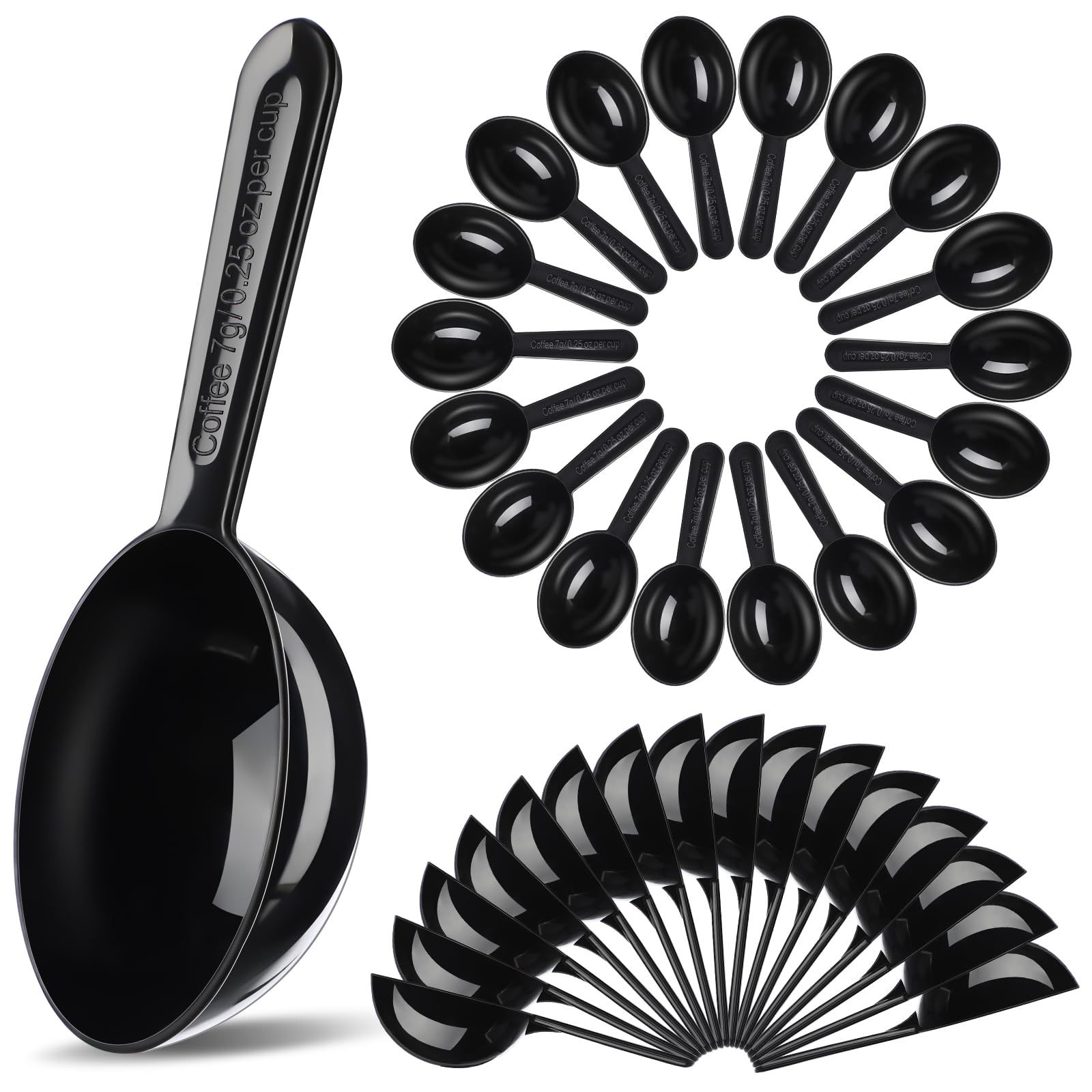 Reallnaive 100 Pcs Plastic Coffee Measuring Spoons - 7 g/ 15 ml Black Coffee Scoop Short Handle Powder & Table Spoon for Tea, Sugar, Cereal, Milk Powder, Spices
