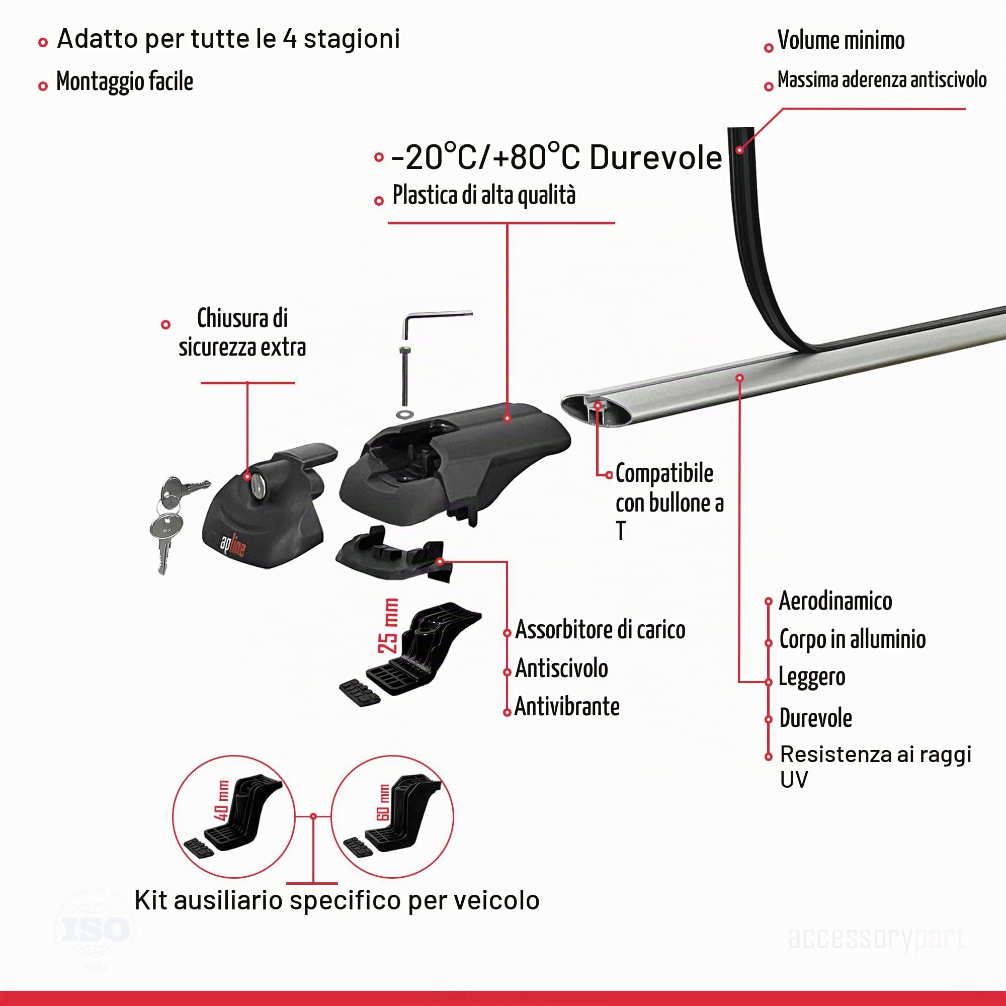 Compatibile con Volkswagen Tiguan 2020-2023 Barre Portatutto ACE-1 Portapacchi Barre Tetto GRIGIO