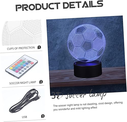 Miniatura 3 de GARVALON Lámpara de noche de fútbol, luz nocturna de fútbol, regalos para niñas, para niños, fútbol, balón de fútbol, ilusión, lámpara de mesita de
