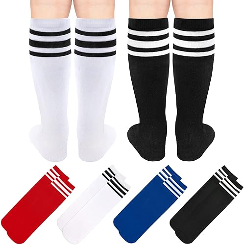 Miniatura 5 de 4 pares de calcetines de fútbol para niños pequeños, calcetines de fútbol para niñas, calcetines de fútbol para niños pequeños, calcetines de tubo