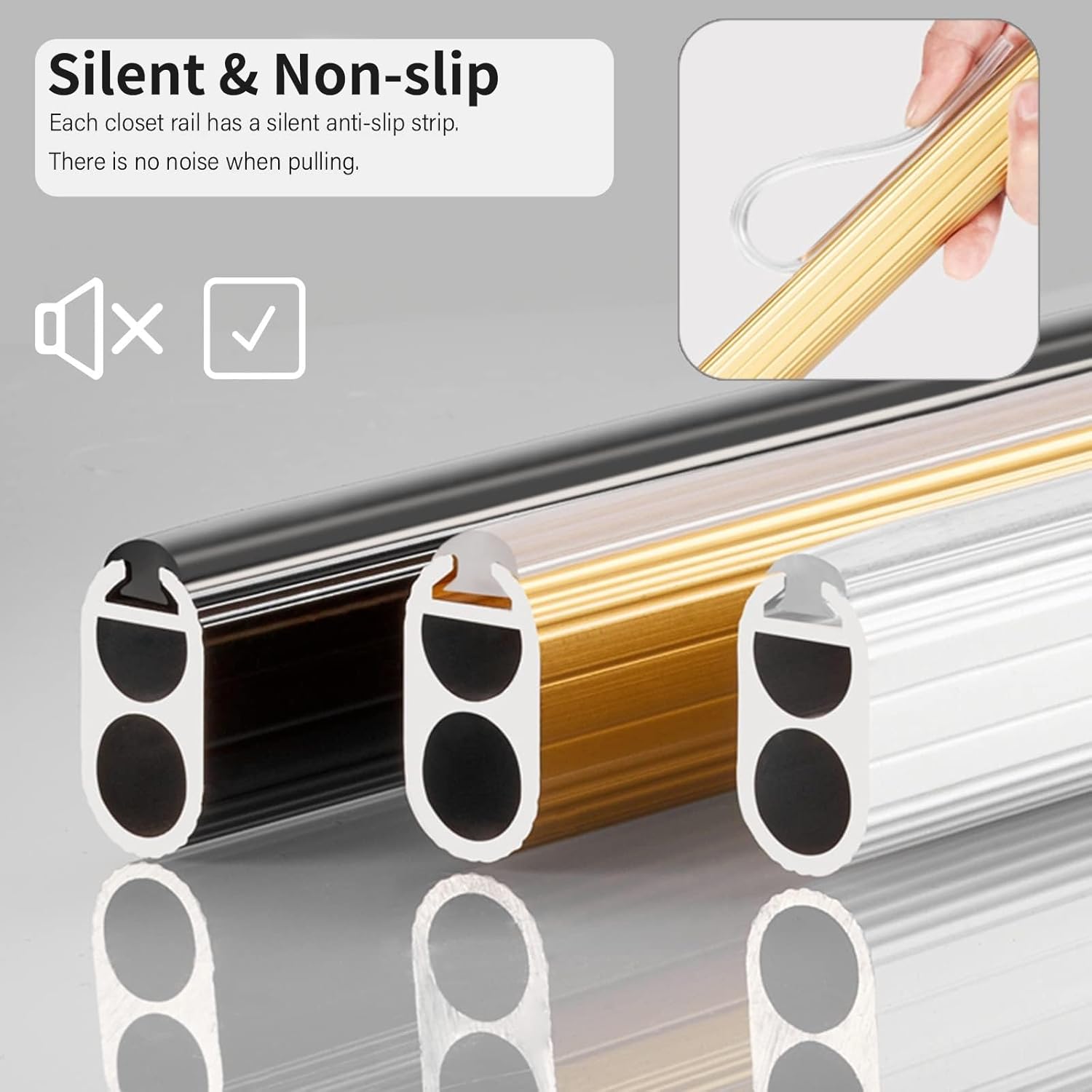 Closet Rod, 7.9 to 63 Inch Oval Closet Rods, for Hanging Clothes Heavy Duty Closet Hanging Rod, Metal Closet Poles for Wardrobes, Bathroom, Shoe Cabinet, Organizer Rack (Color : Black, Size : 13.8in