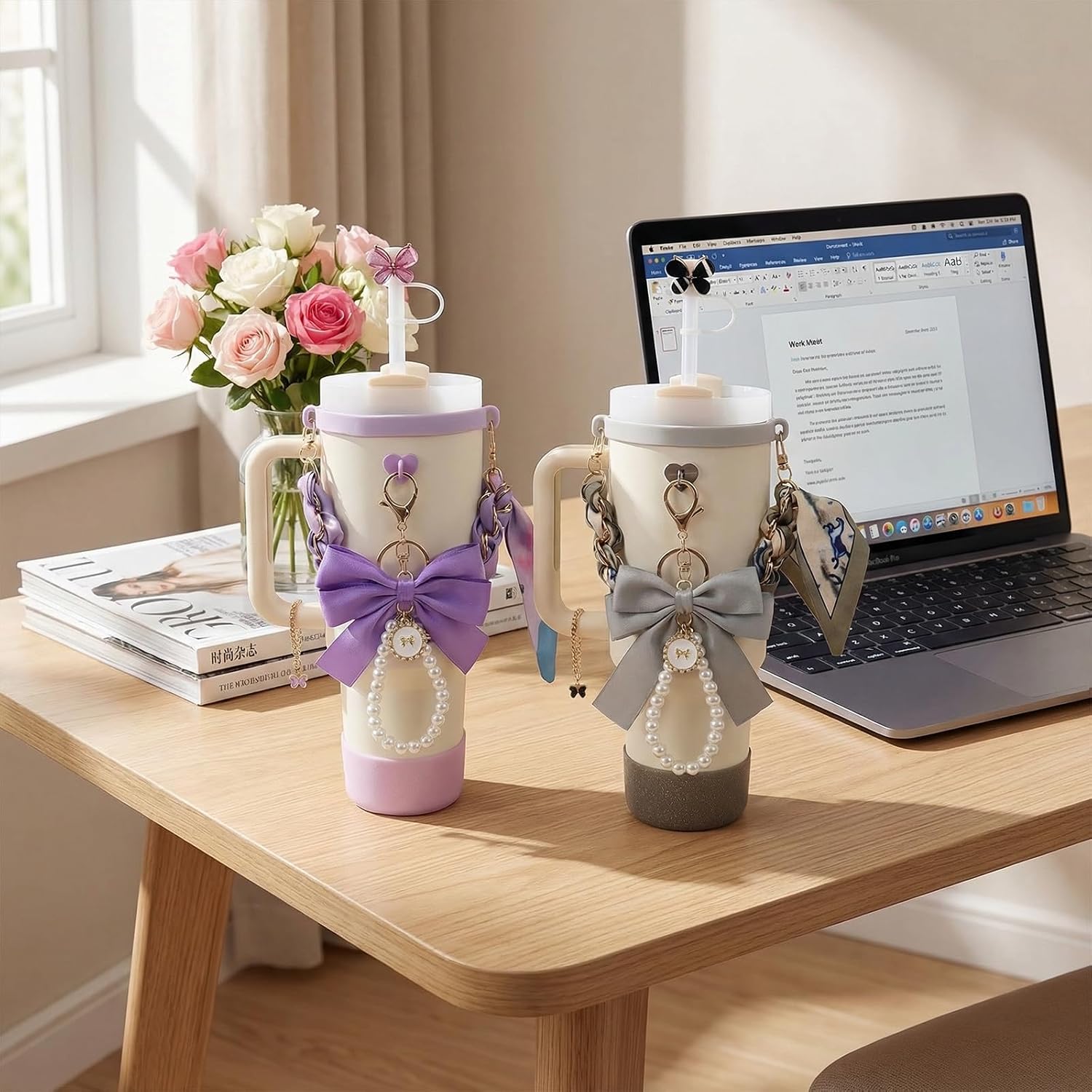 8PCS Grey Stanley Cup Accessories Set，Cute Tumbler Charms Gift image 4