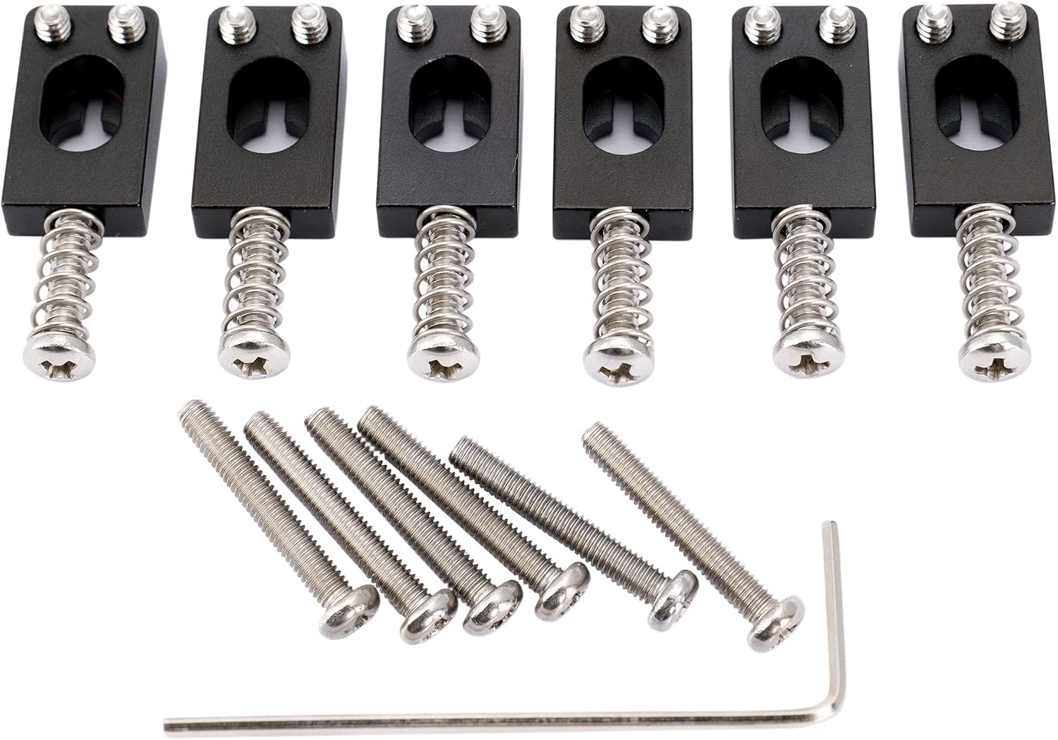 Musiclily Ultra 10.5mm Full Solid Brass Tremolo Bridge Saddles for Strat Style Electric Guitar Black (Set of 6) - Image 4