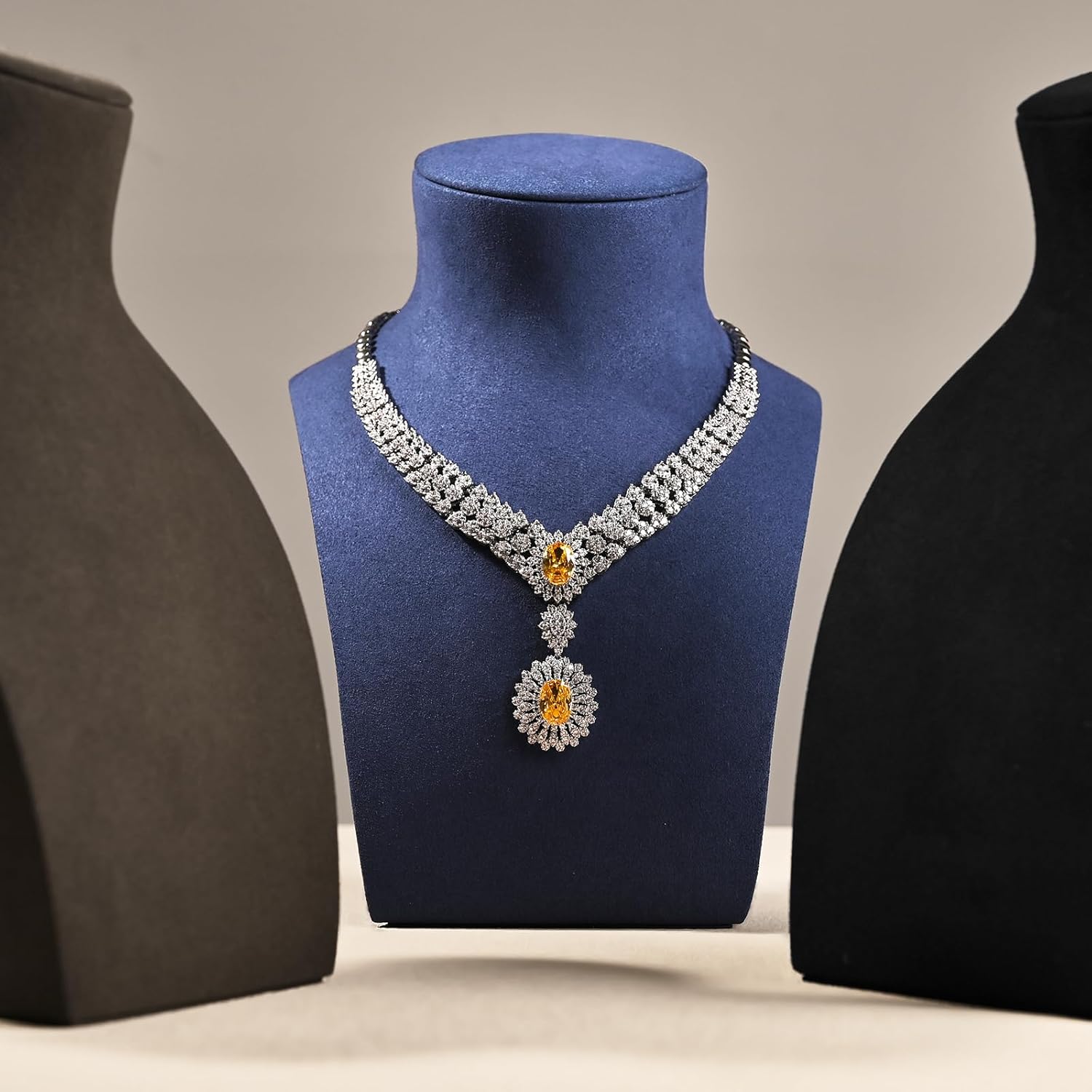 Oirlv Premium Velvet Necklace Bust Display Stand, Handcrafted Jewelry Mannequin for Necklaces & Pendants(Tess)