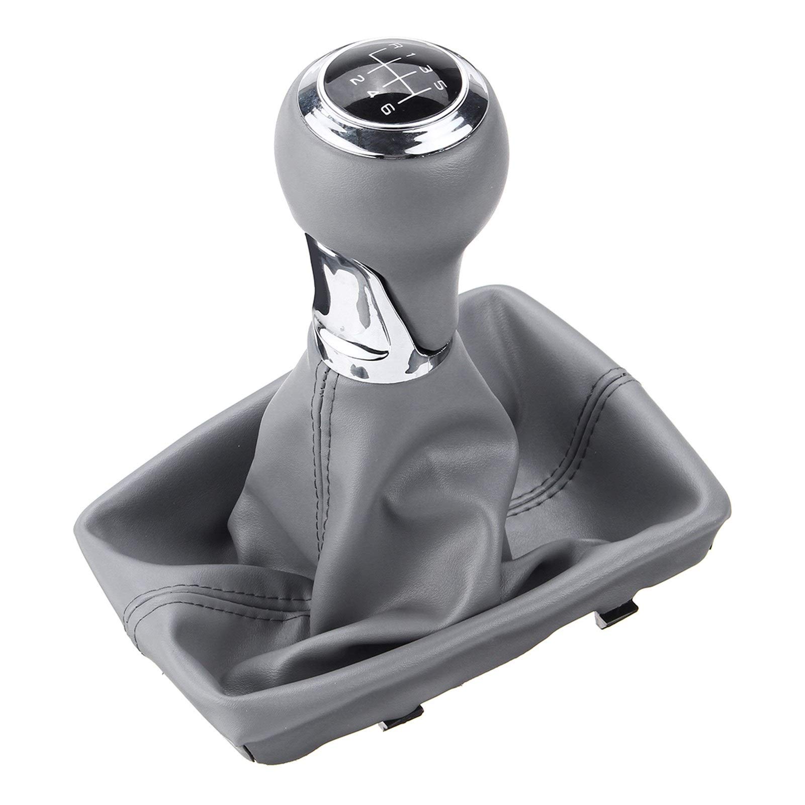 LZLWL Pomo de Palanca de Cambios de Acero Inoxidable Plateado para Audi A4 S4 B8 8K / A5 8T / Q5 8R S-Line 2007-2015 6 MT Coche de Velocidad de Cambio de Engranaje Perilla de Cuero de PU de Arranque