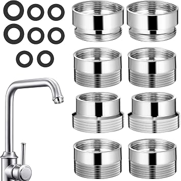 SOLUSTRE Sink to Hose Adapter Faucet Adapter Kit 8pcs Copper Outer Thread 22mm to Inner Thread 16mm for Bathroom and Utility Room