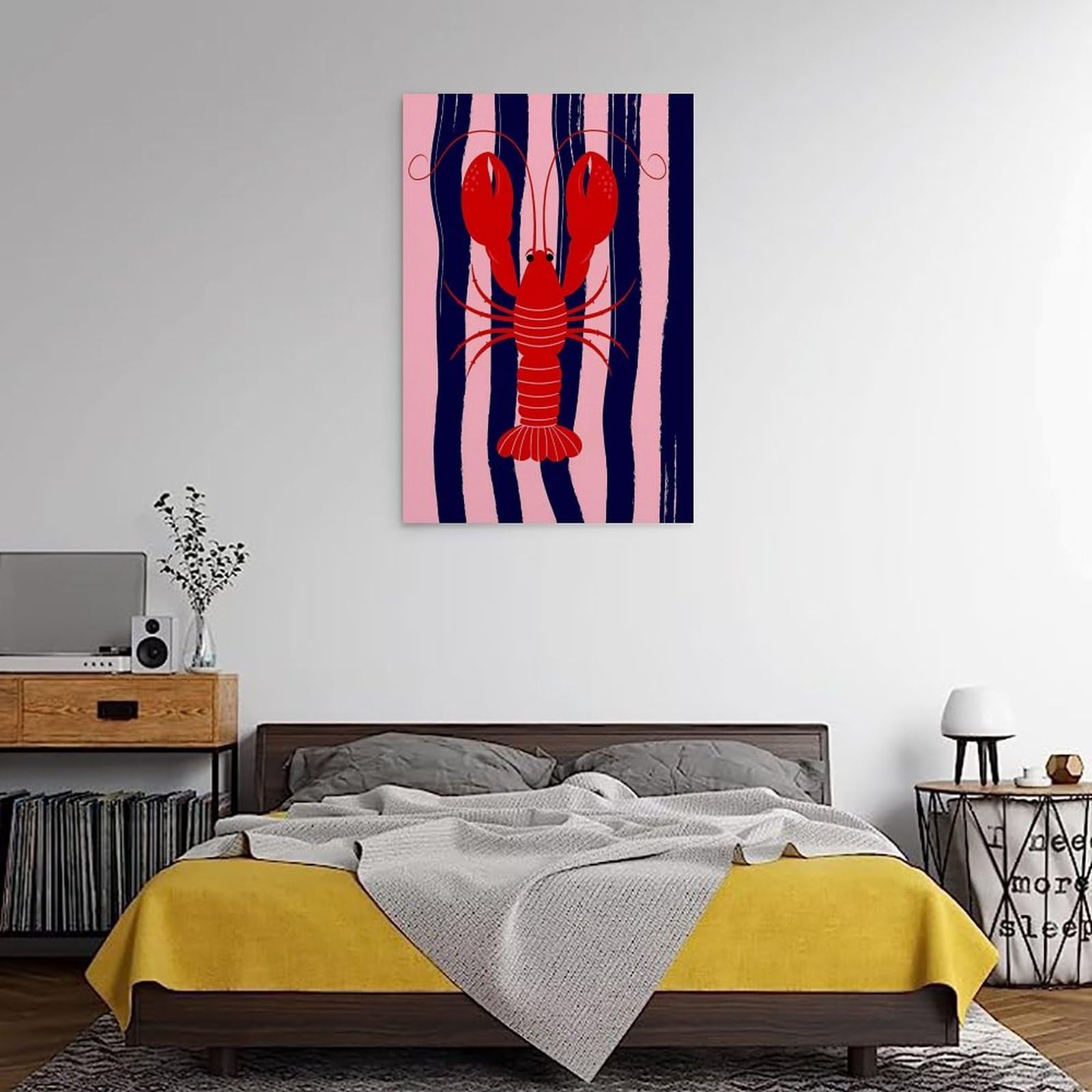 Stampa artistica su tela con illustrazione di aragosta rossa, eccentrica, eccentrica, eccentrica, decorazione per la casa, per cucina, bagno, appartamento, stampa artistica da parete, foto da