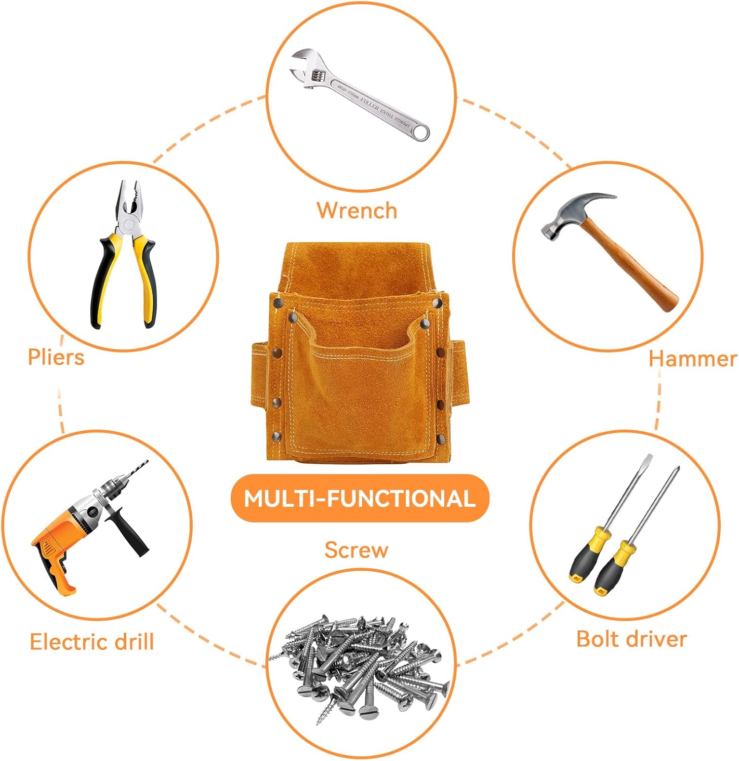 Pocket Tool Pouch Leather Electrician Tool Pouch Multifunctional Tool Bag Hardware Tool Belt Pouches