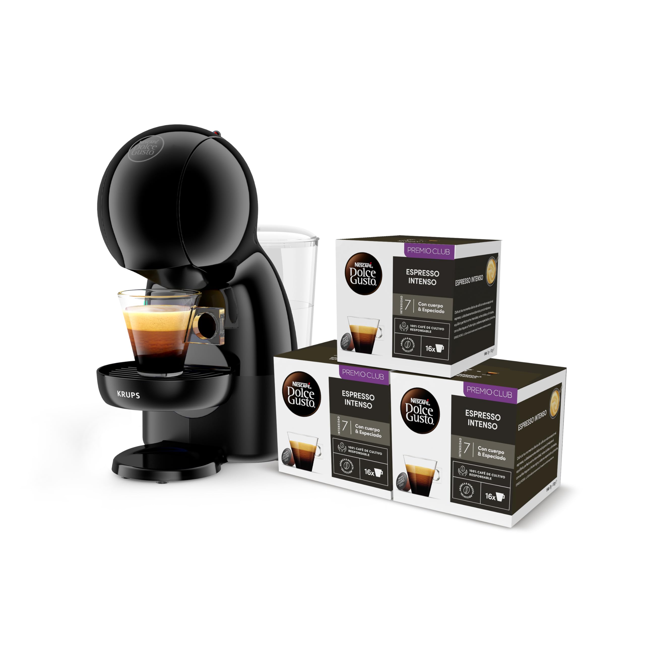 Krups Nescafé Dolce Gusto Piccolo XS KP1A3BCAS – Capsule Coffee Maker, 15 Bar, 0.8 L Capacity, Hot in 40 s, Eco Mode, Black