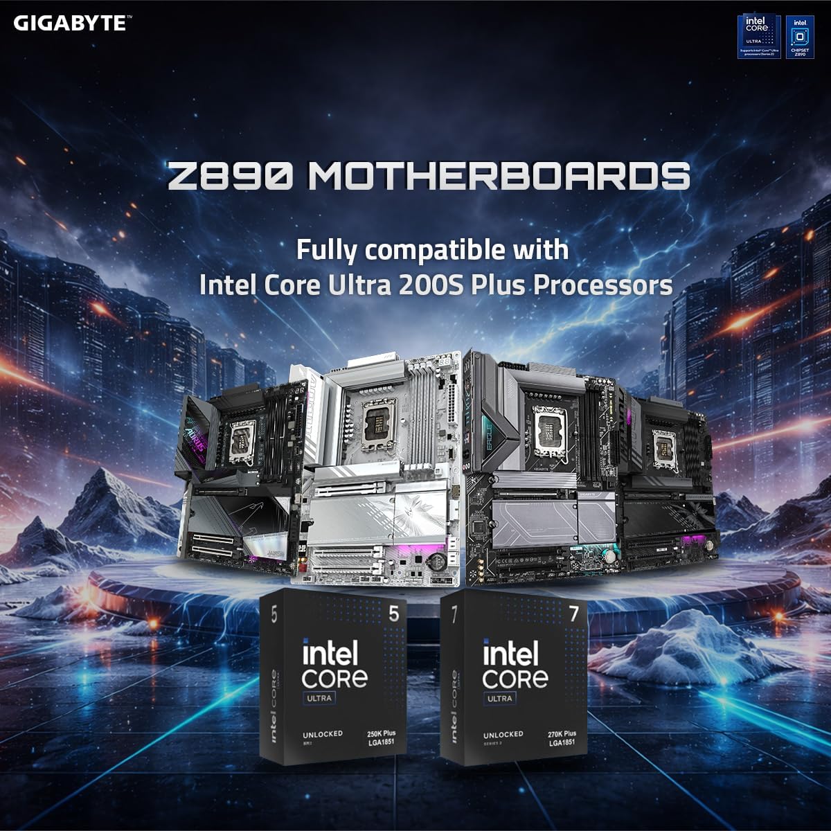 GIGABYTE Z890 AORUS Tachyon ICE Intel Core Ultra (Series 2) LGA 1851 Motherboard, E-ATX, DDR5, 4X M.2, PCIe 5.0, Thunderbolt 4, WIFI7, 5GbE LAN, D5 Bionic Corsa