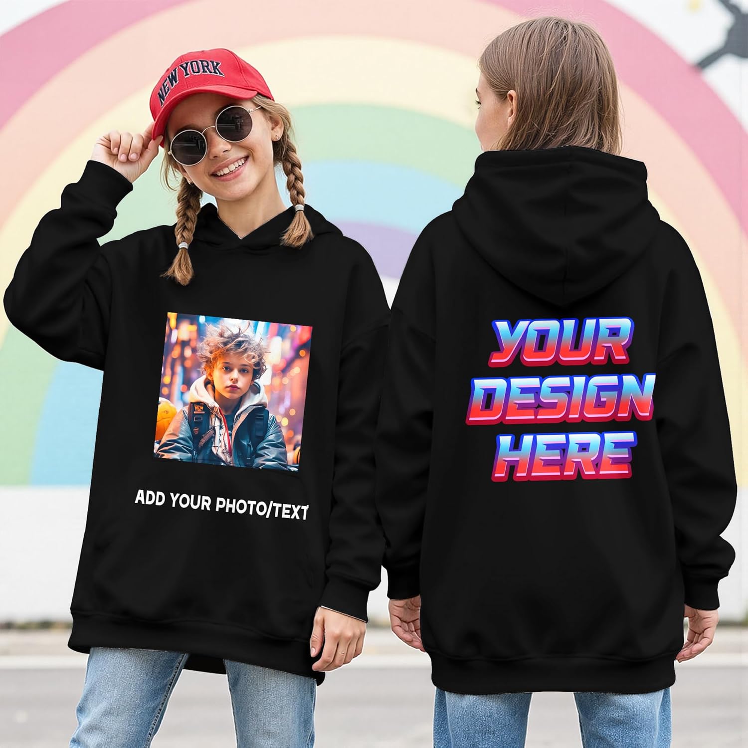 COZYAURA Custom Kids Hoodie Photo Sweatshirts for Boys - Personalized Picture Hooded Pullover Gifts for Teens Youth Multicolor - Image 5