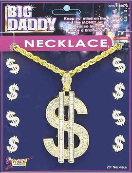 Big Dollar Sign Necklace One Size-As Shown
