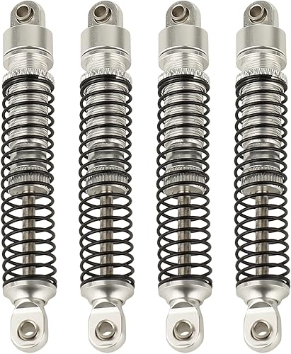 Miniatura 26 de Amortiguadores de aluminio de 2.323 in, amortiguadores de aceite roscados largos para 1/18 RC Crawler TRX4M TRX4-M Piezas de actualización (rojo)