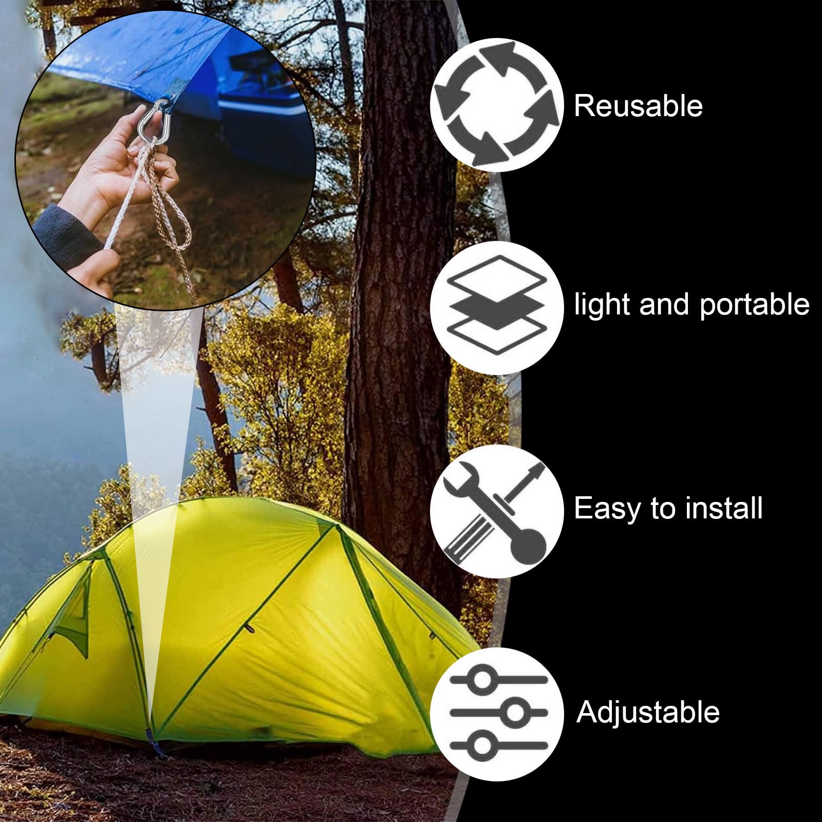 Mosquetones，18 Piezas Mosquetón de Acero Inoxidable M5, 50 x 5 mm, Carabiner para Llavero, Camping, Pesca y Senderismo